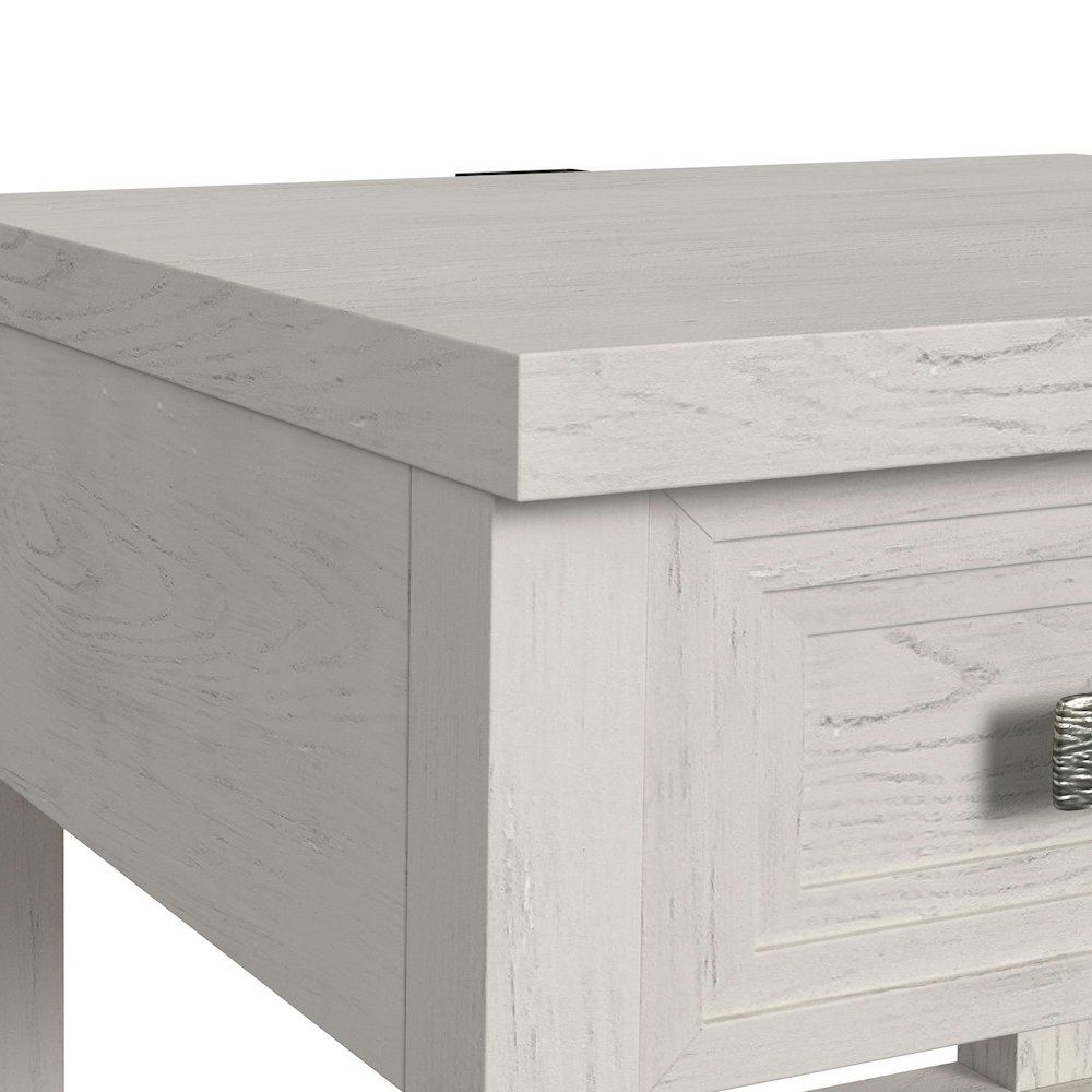 Avalanche End Table with USB in Antique White. Picture 4