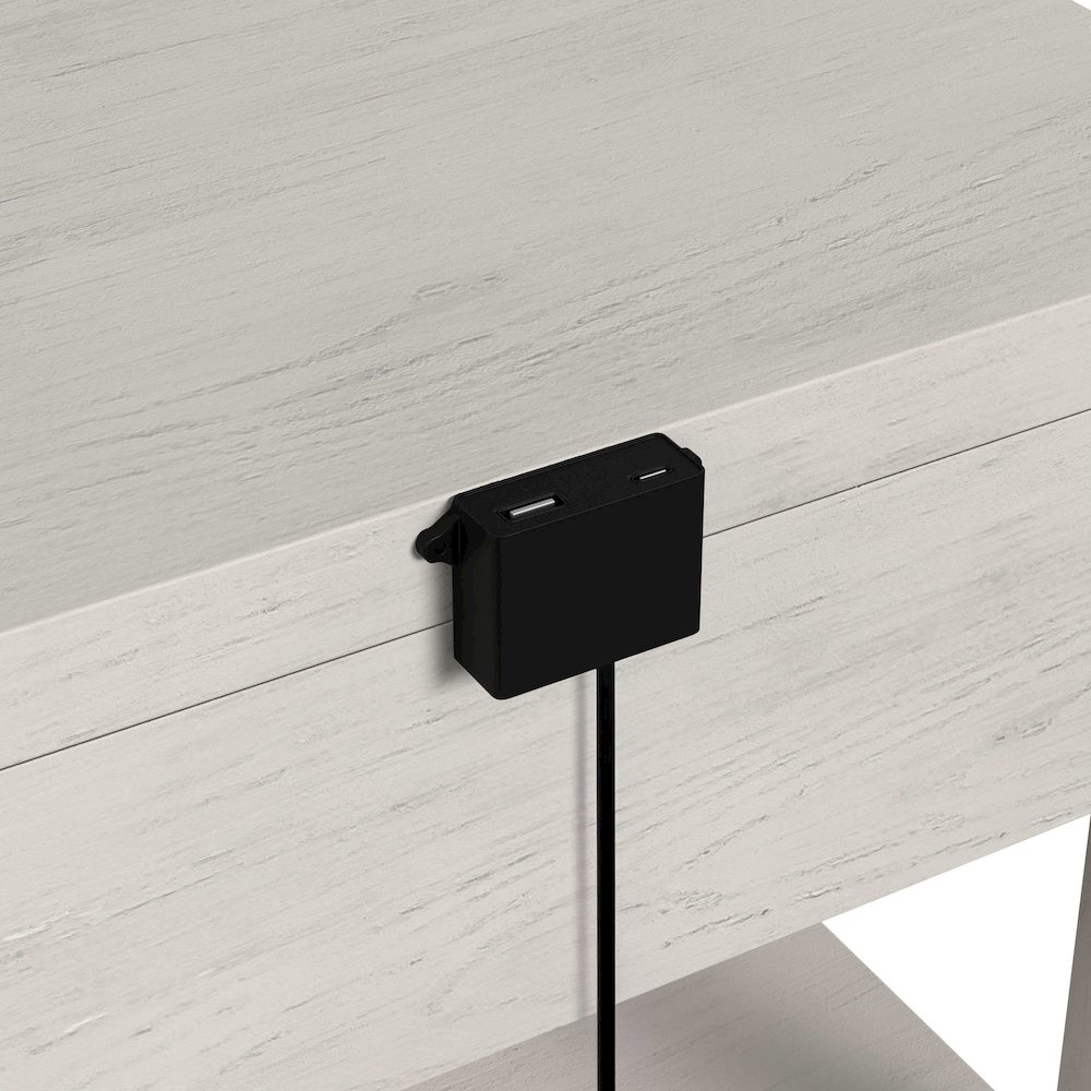 Avalanche End Table with USB in Antique White. Picture 5