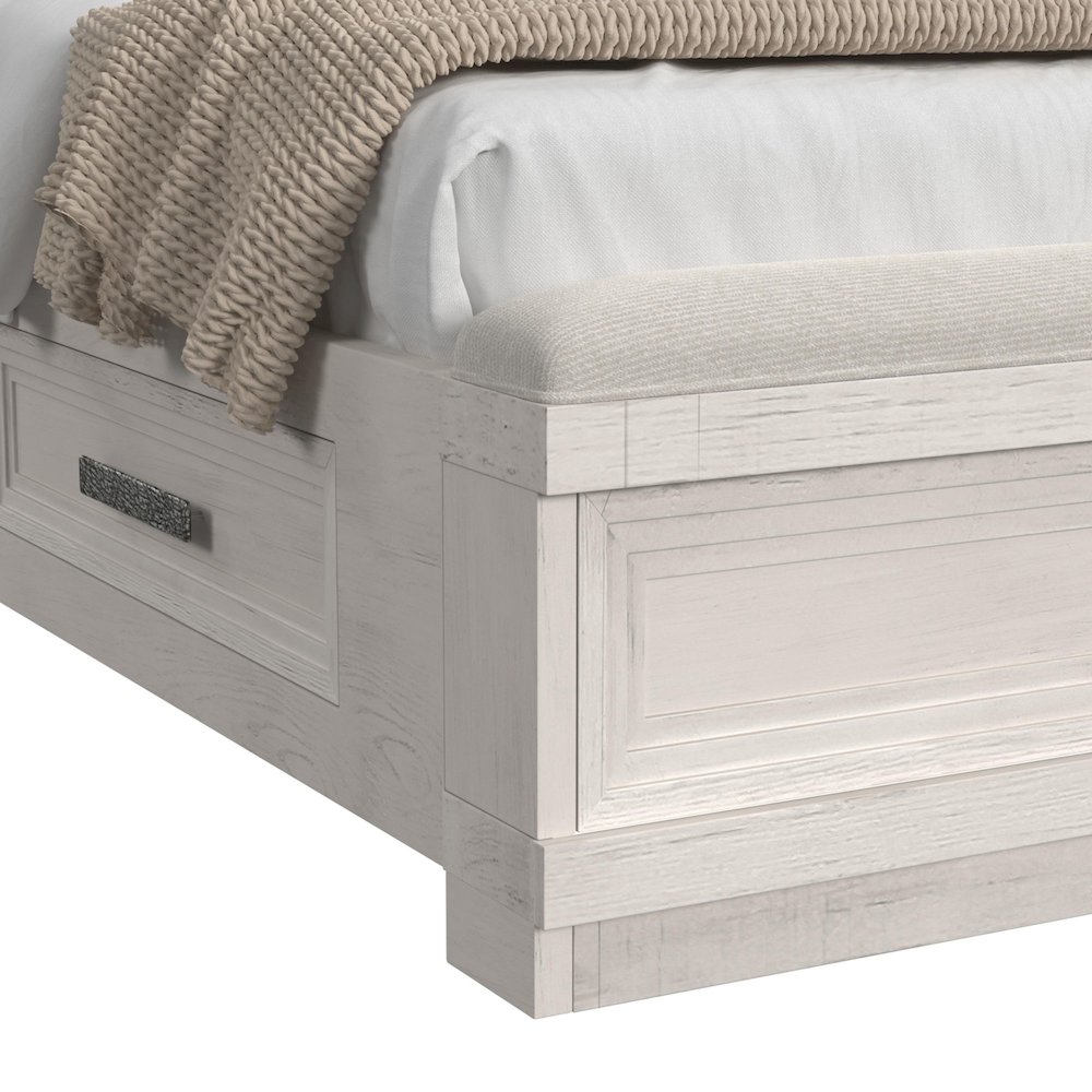 Rhiannon King Storage 3PC Bedroom Set in Antique White. Picture 5