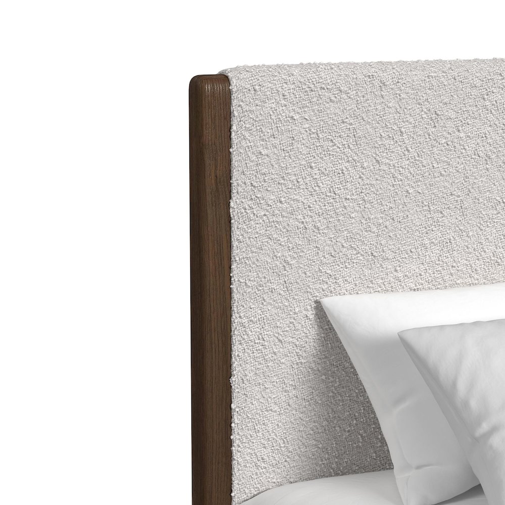 Perth Queen UPH 5PC Bedroom Set with Boucle Beige and LED in Brown. Picture 6