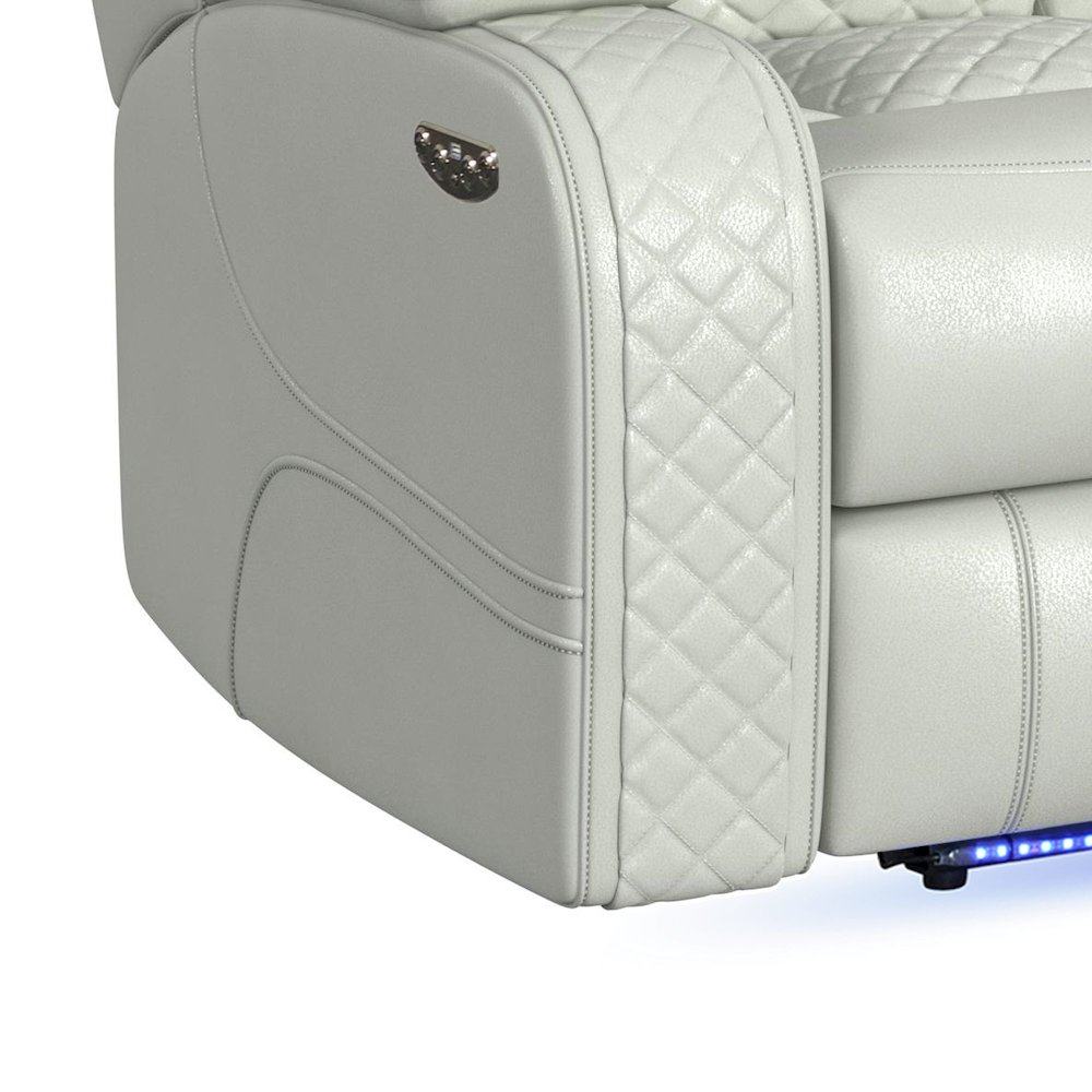 Power Motion Loveseat with Power Headrest, Console and LED in Pebble Oyster. Picture 7