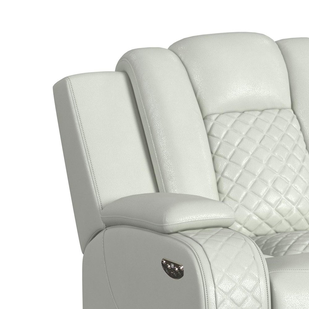 Power Motion Loveseat with Power Headrest, Console and LED in Pebble Oyster. Picture 5