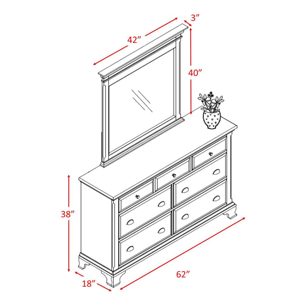 Brinley Cherry Dresser & Mirror Set. Picture 8
