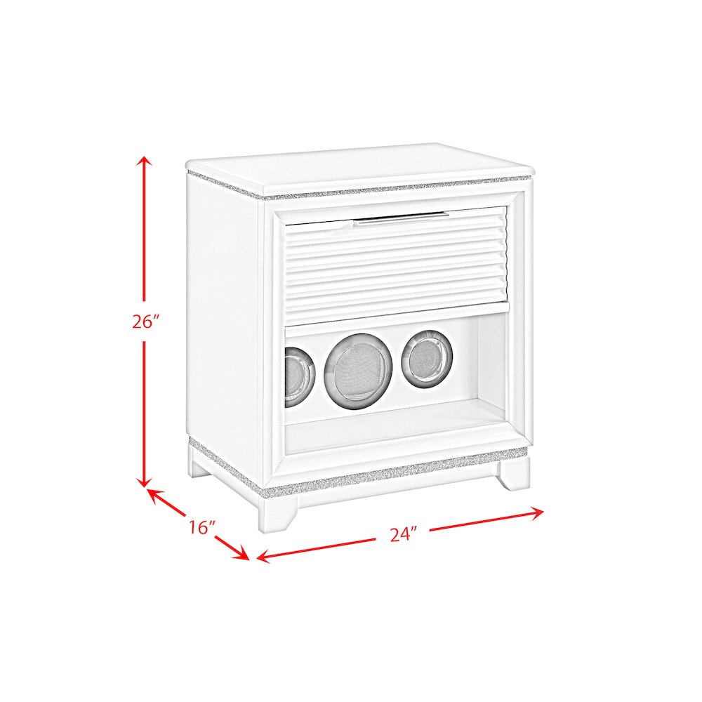 Xena Full UPH 5PC Bedroom Set with Lights in White. Picture 15