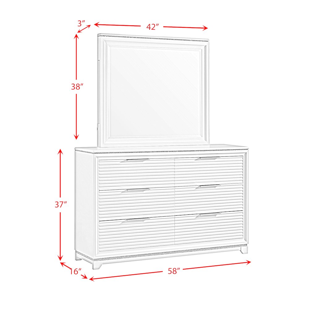 Xena Full UPH 5PC Bedroom Set with Lights in White. Picture 14