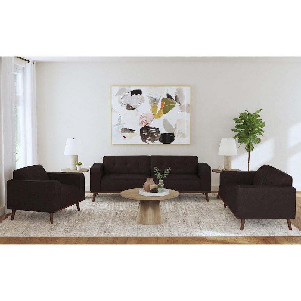Destiny Sofa with Wood Front in Pebble Brown. Picture 6