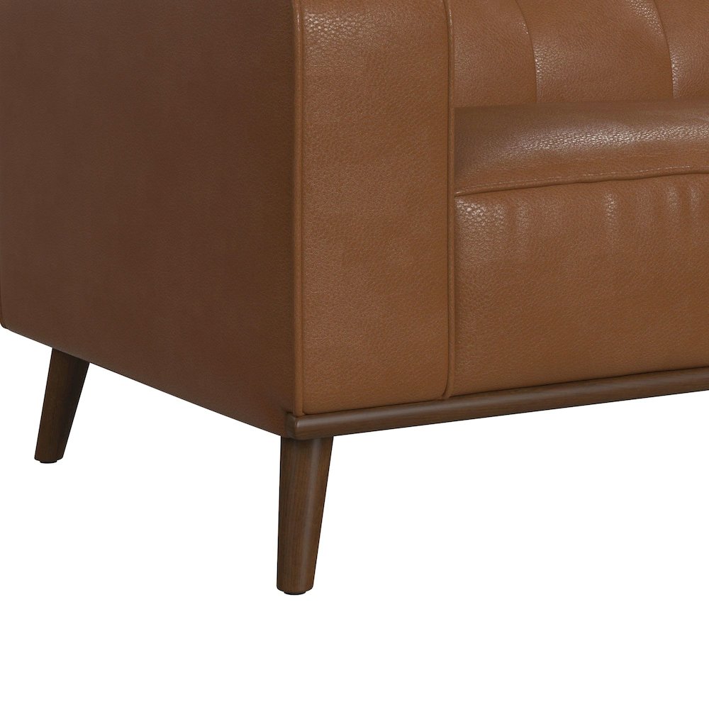 Destiny Loveseat with Wood Front in Pebble Tan. Picture 5
