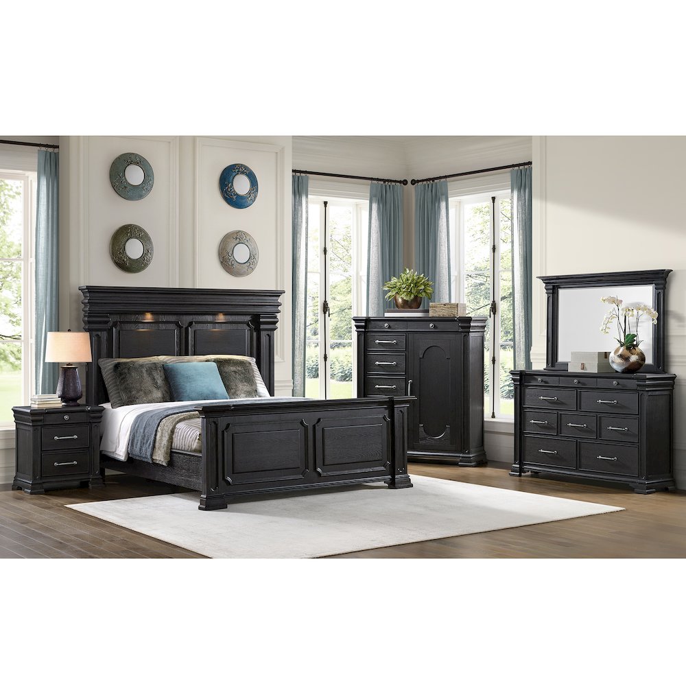 Paterson 1 Door and 7-Drawer Chest in Black. Picture 2
