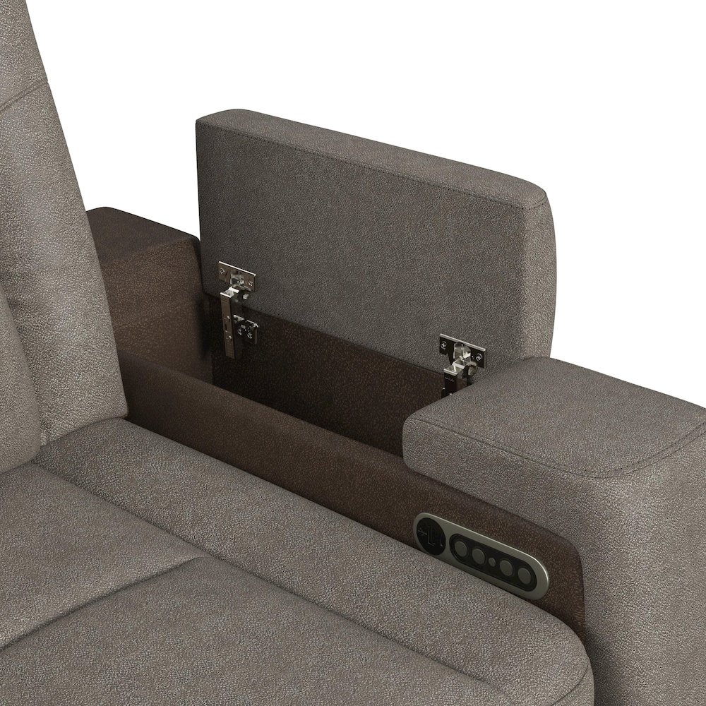 Power Motion Sofa with Power Headrest and PWS in Rocky Grey/Brown. Picture 12