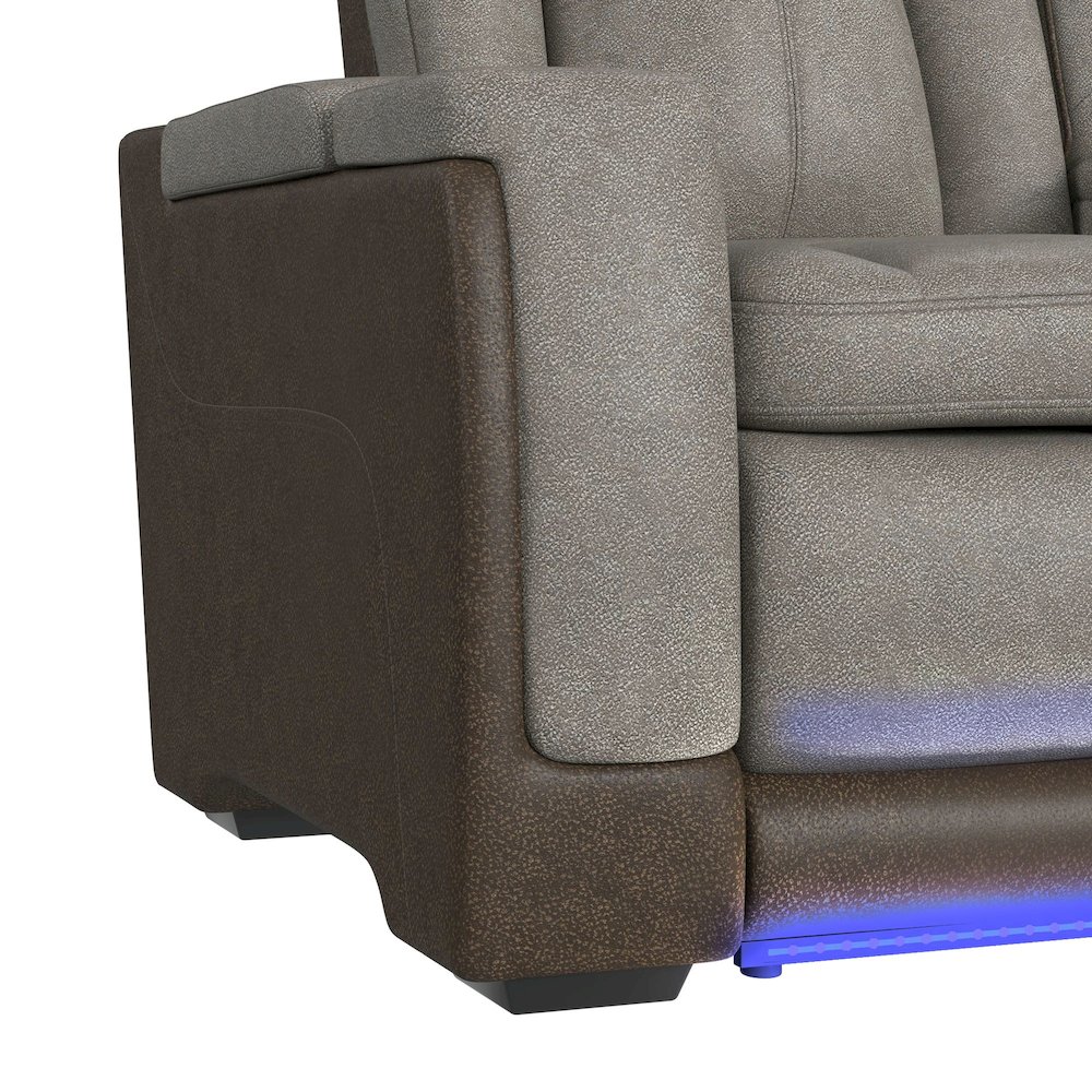 Power Motion Sofa with Power Headrest and PWS in Rocky Grey/Brown. Picture 13