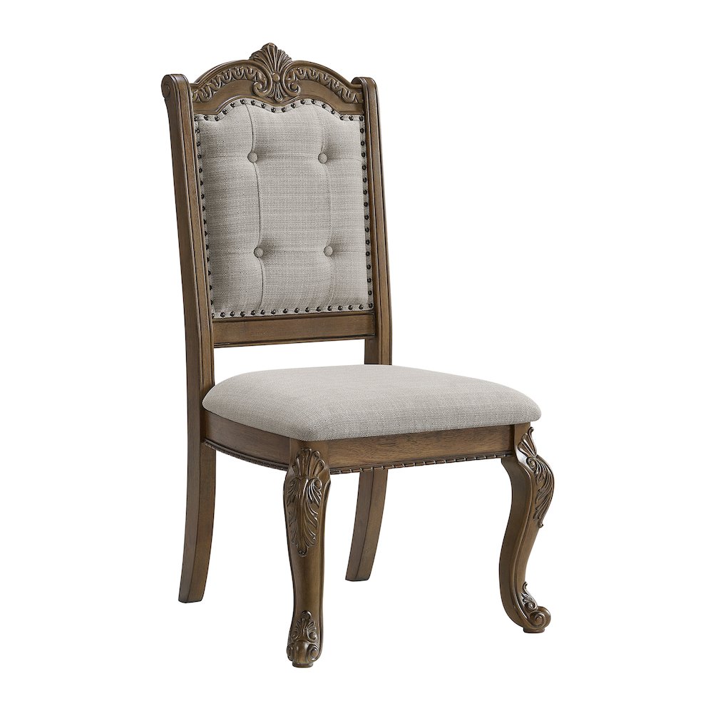 Denali Dining Side Chair with Beige Fabric in Walnut (2 Per Carton). Picture 2