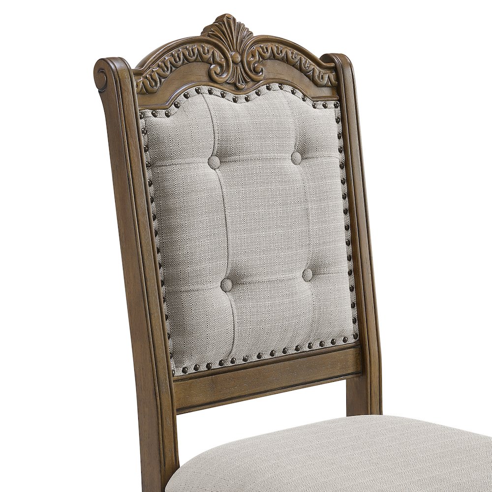 Denali Dining Side Chair with Beige Fabric in Walnut (2 Per Carton). Picture 4