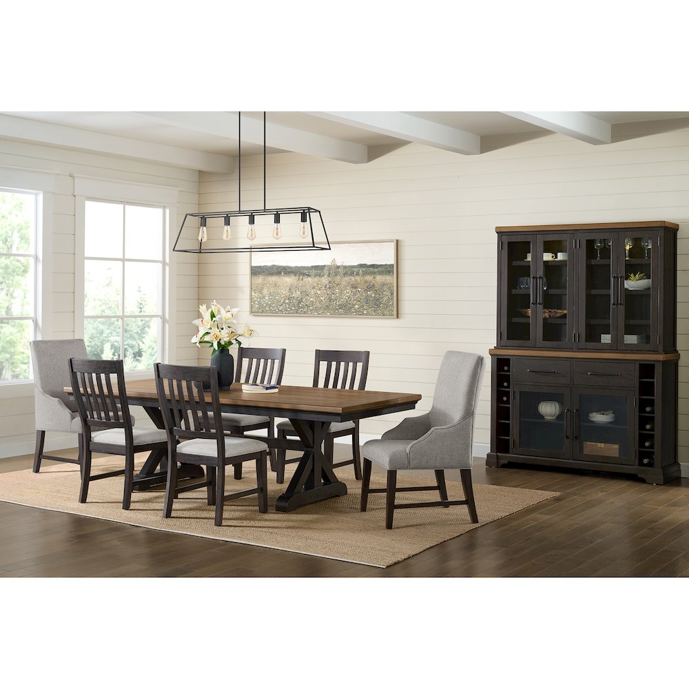 Johnshaven Server and Hutch with LED Light in Espresso and Brown. Picture 5