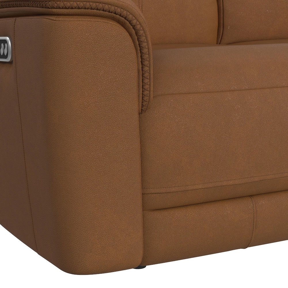 Mustang Power Motion Recliner with Power Headrest and Lumbar in Aline Butternut. Picture 6