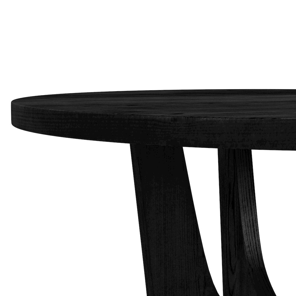 Salem 5PC Dining Set in Black-Round Table with Wood Top and Four Chairs. Picture 4