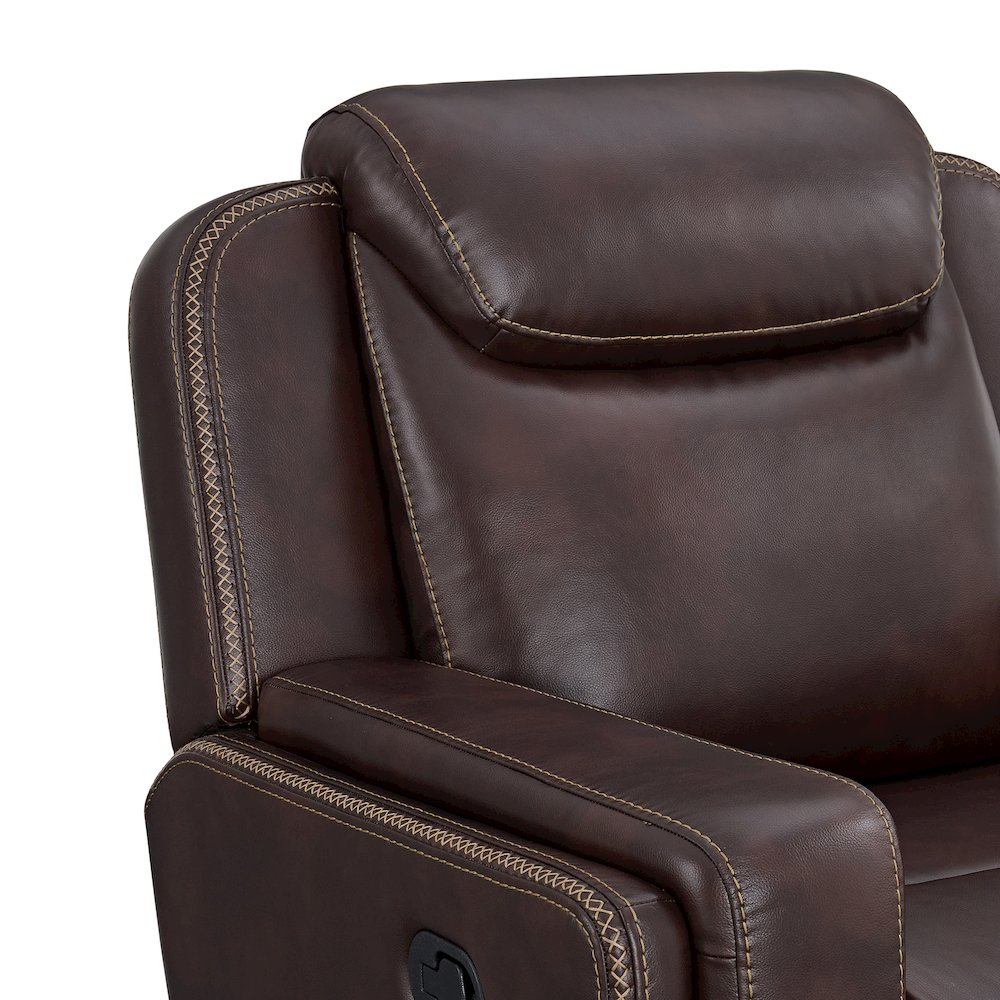 Lynx Motion Loveseat with Console in Neono Brown. Picture 7