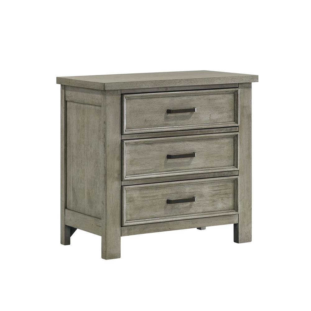 Damen 3-Drawer Nightstand in Drift Grey. Picture 1