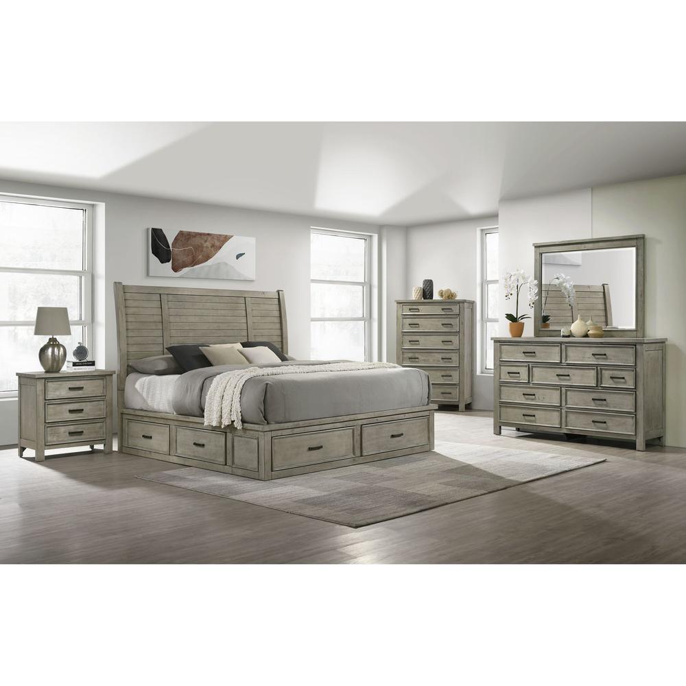 Damen Queen Storage 5PC Bedroom Set in Drift Grey. Picture 17