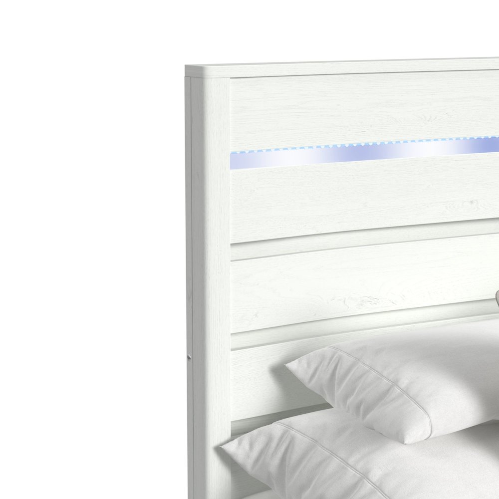 Chett Queen Bed with LED in White. Picture 4