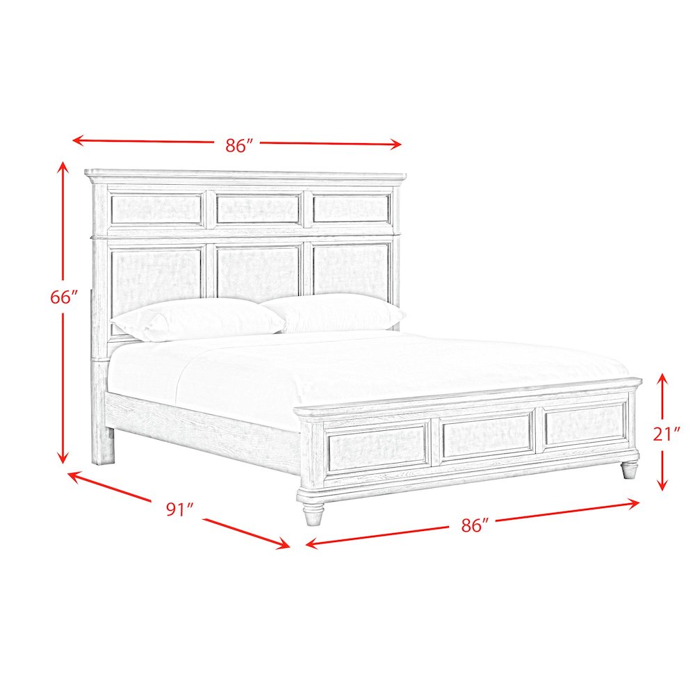 Emiko King Panel 5PC Bedroom Set with Door Chest in Light Grey. Picture 21