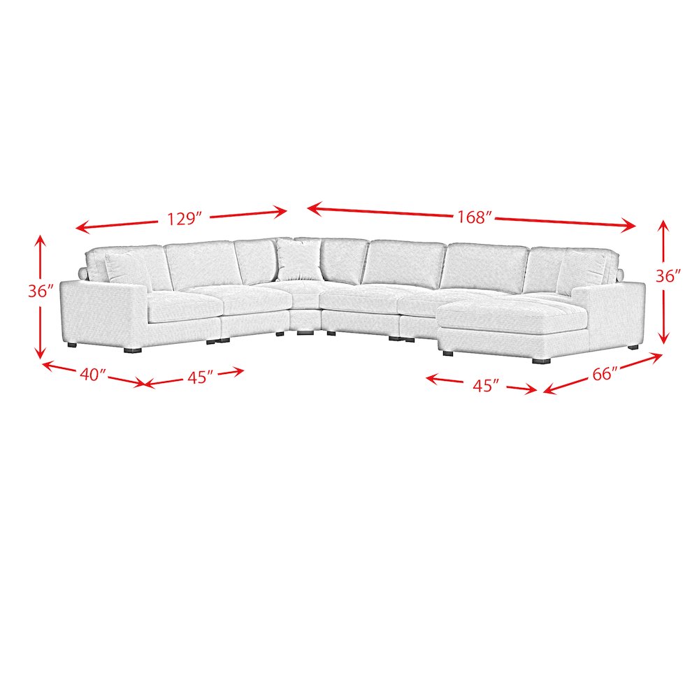 Mesa Modular 7PC Sectional Set with RHF Chaise in Steno Charcoal. Picture 9