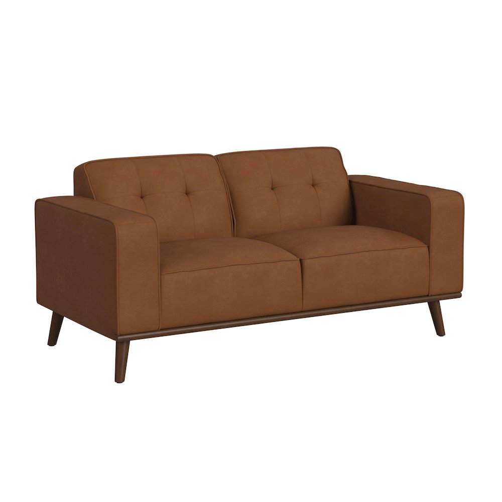 Destiny Loveseat with Wood Front in Pebble Tan. Picture 1