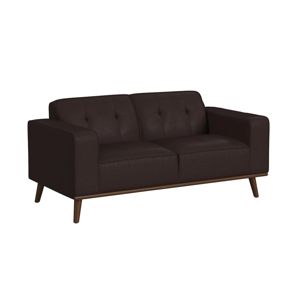 Destiny Loveseat with Wood Front in Pebble Brown. Picture 1