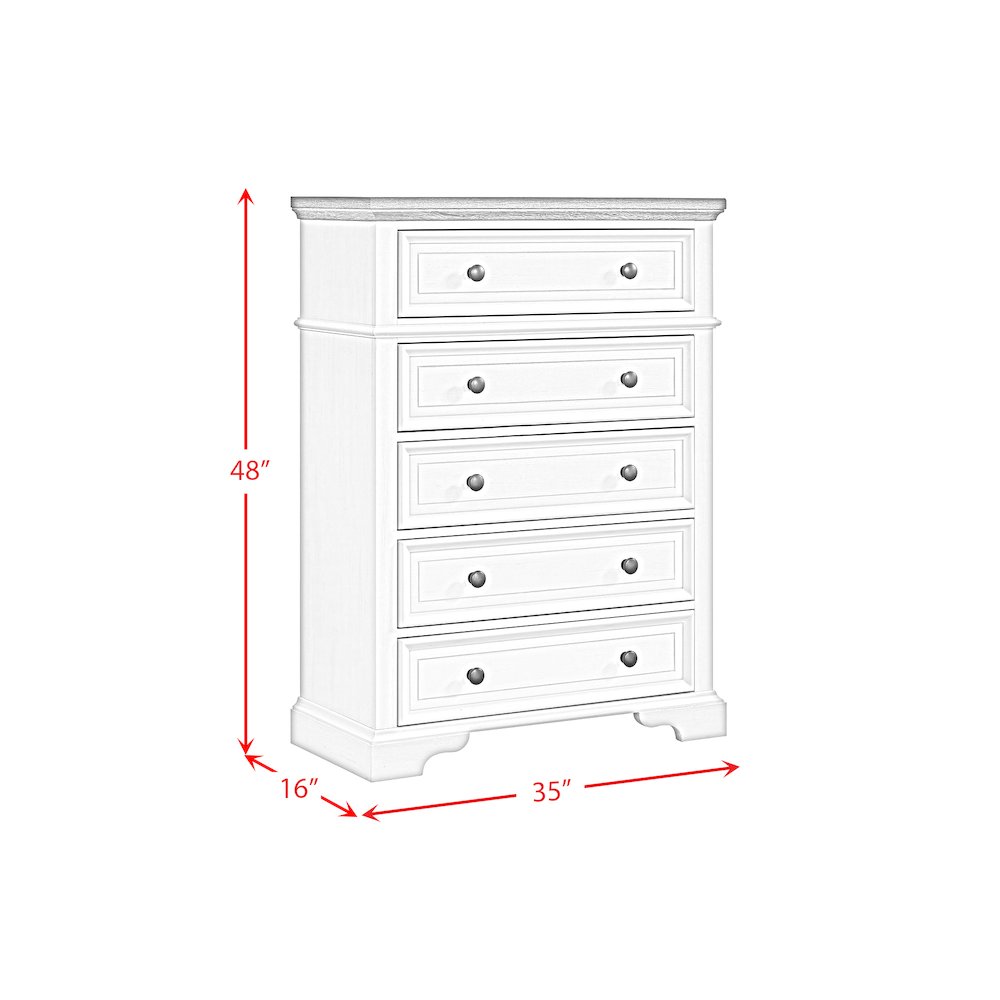 Ulysses Youth 5-Drawer Chest in Brown and White. Picture 10