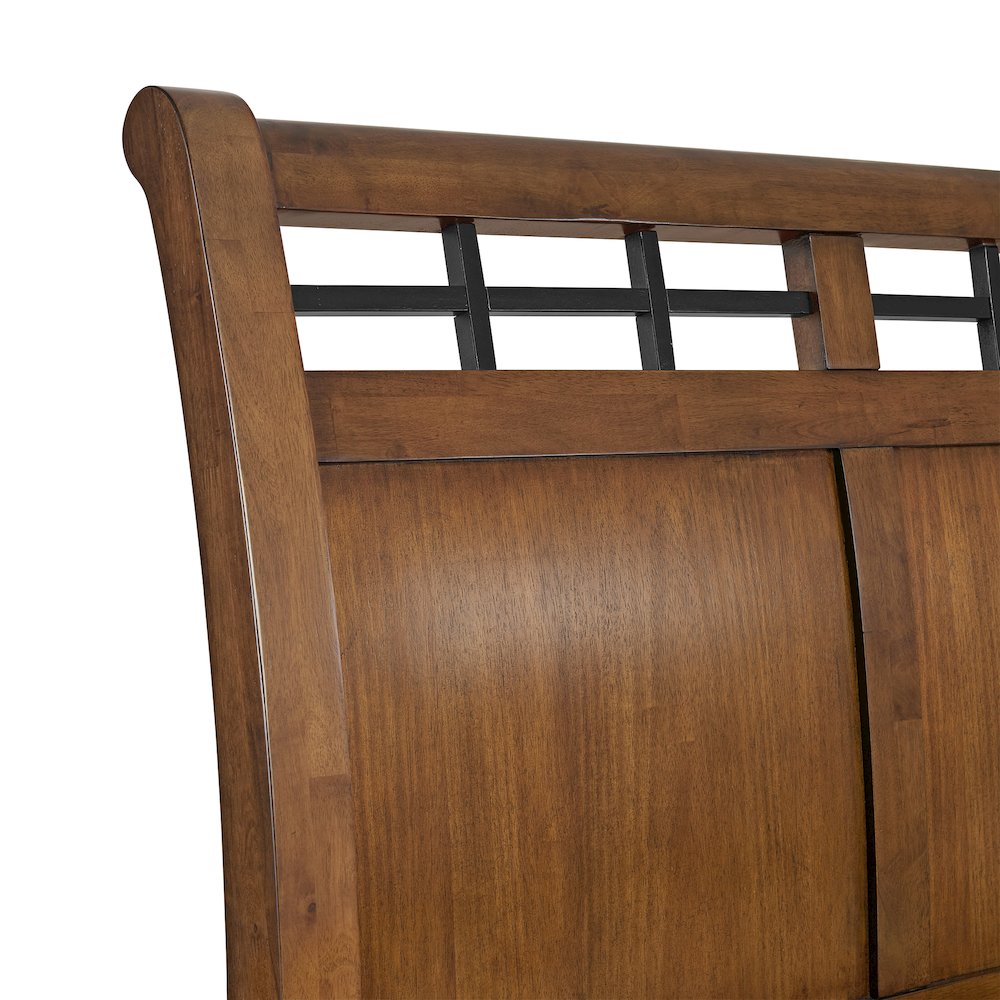 Joseph Queen Sleigh Storage Bed in Chestnut. Picture 6