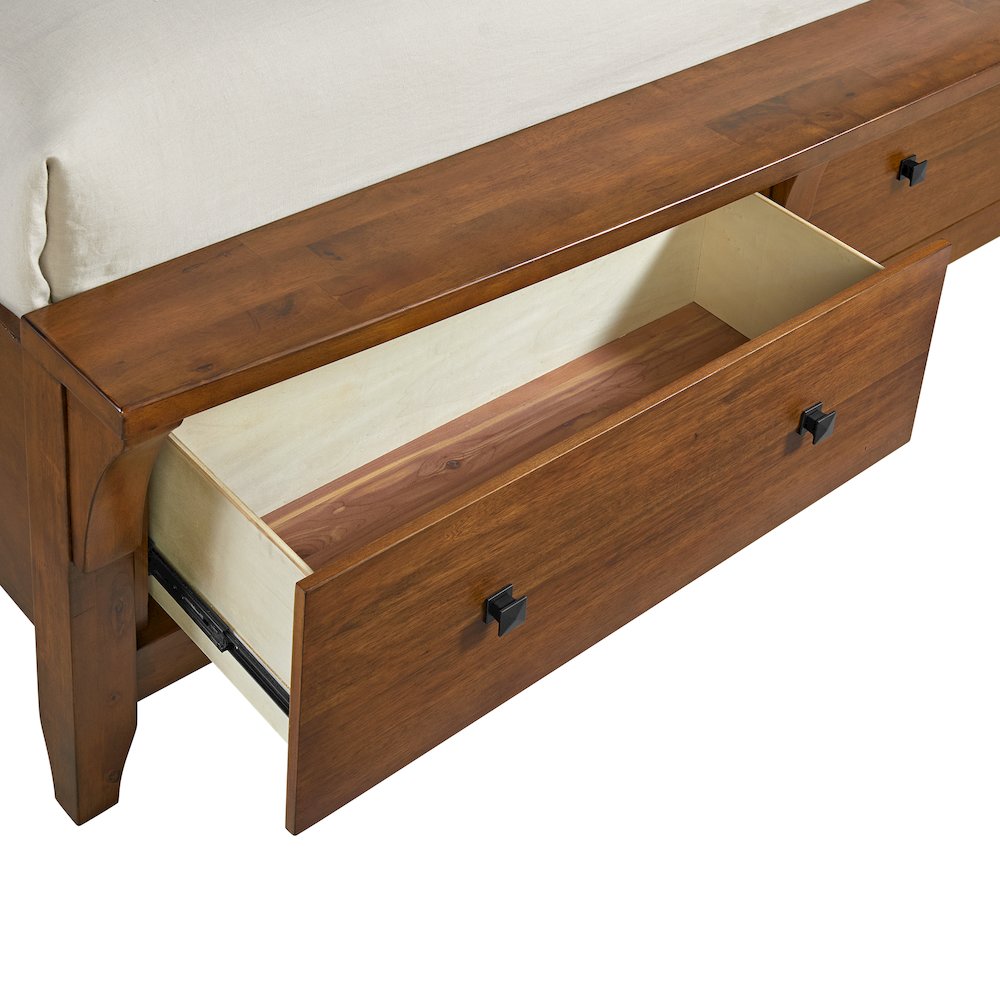 Joseph Queen Sleigh Storage Bed in Chestnut. Picture 7