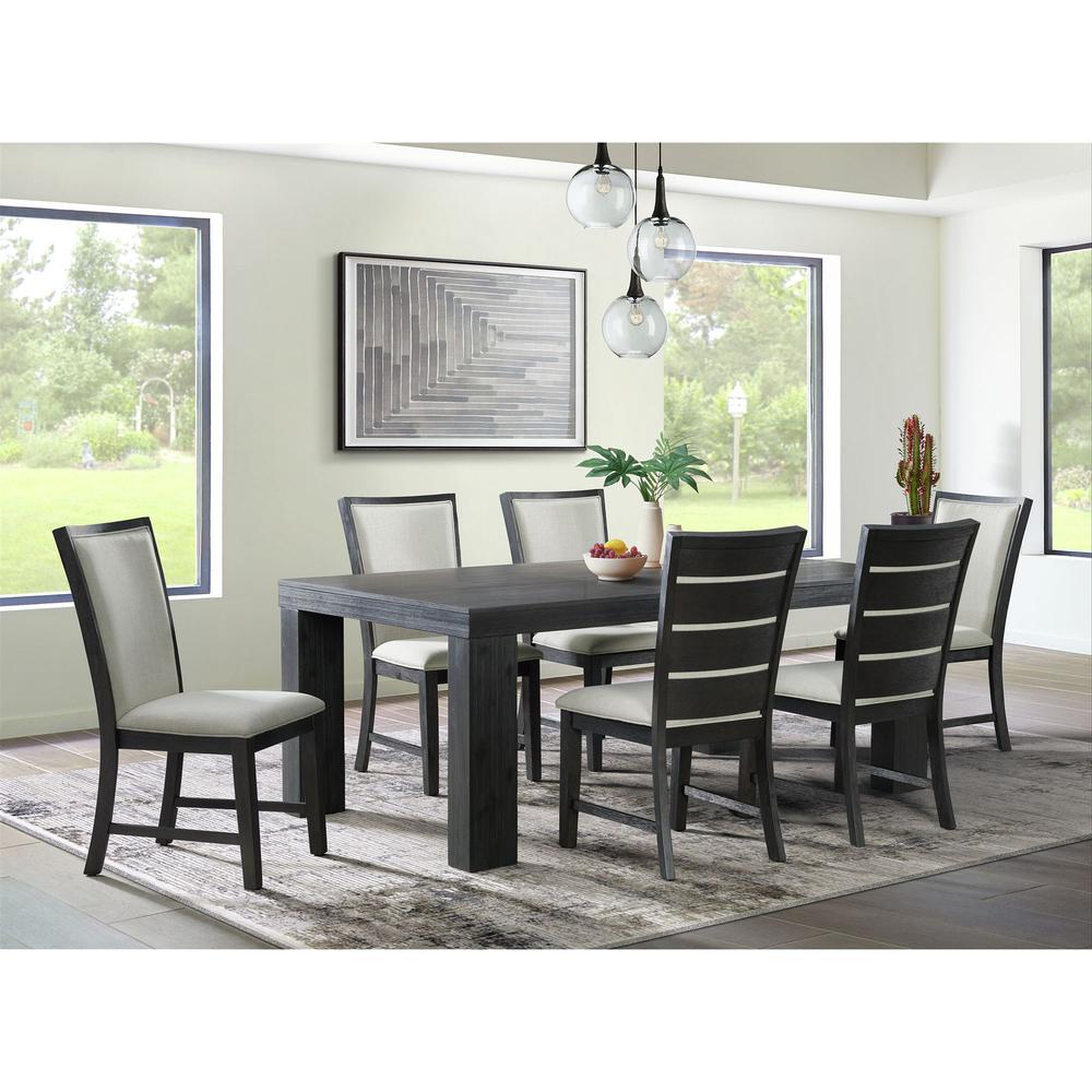 Jasper Dining Slat Back Side Chair Set in Black. Picture 2