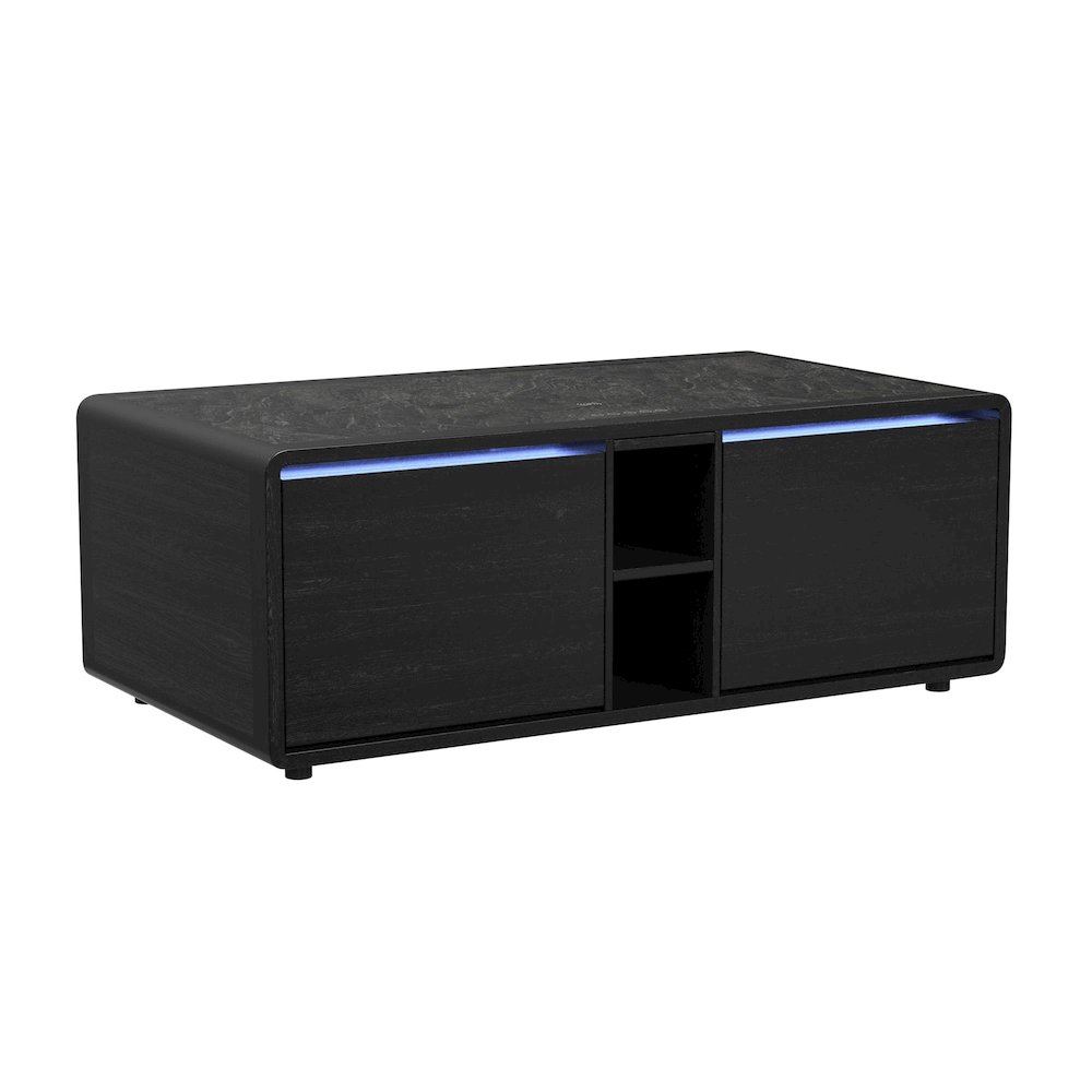 Halo Smart Coffee Table with Cooler and Speaker in Black. Picture 1