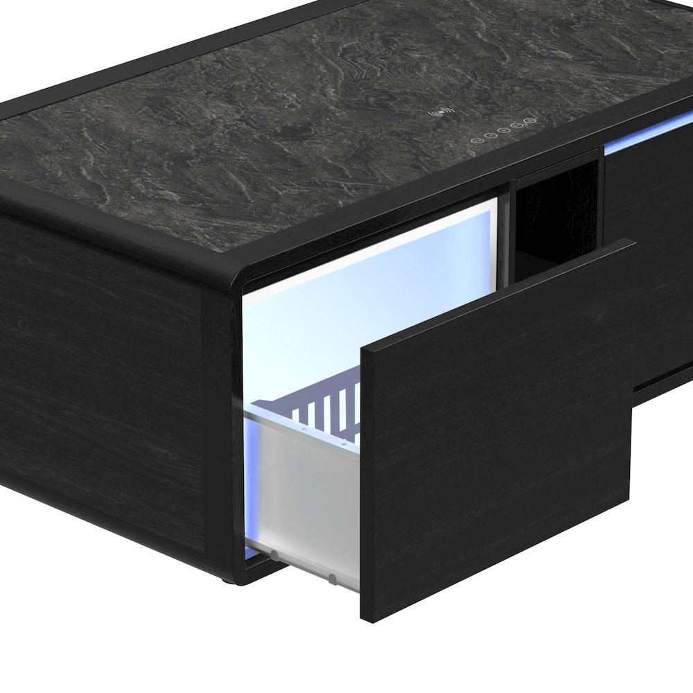 Halo Smart Coffee Table with Cooler and Speaker in Black. Picture 5