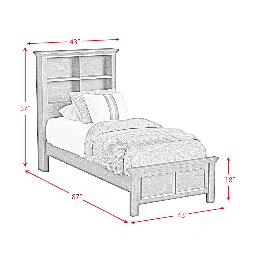 Hampton Kids Twin Bookcase Bed in White. Picture 8