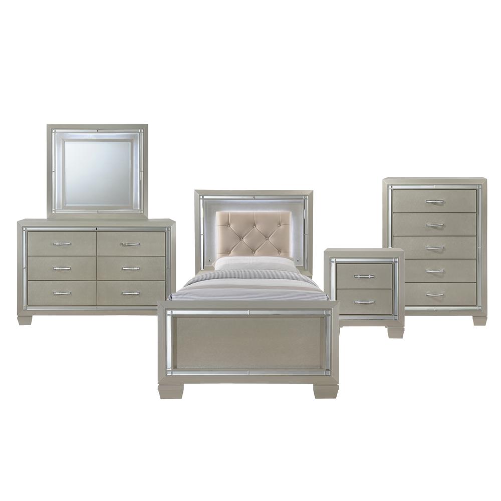 Glamour Youth Twin Platform 5PC Bedroom Set. Picture 15