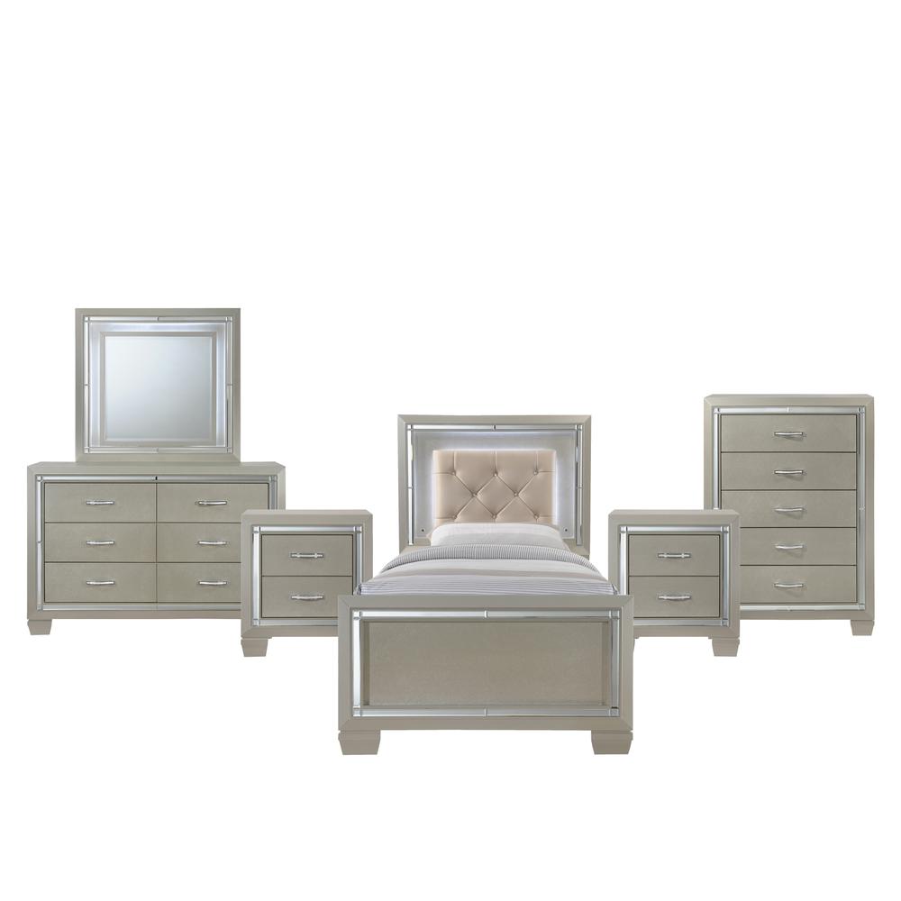 Glamour Youth Twin Platform 6PC Bedroom Set. Picture 15