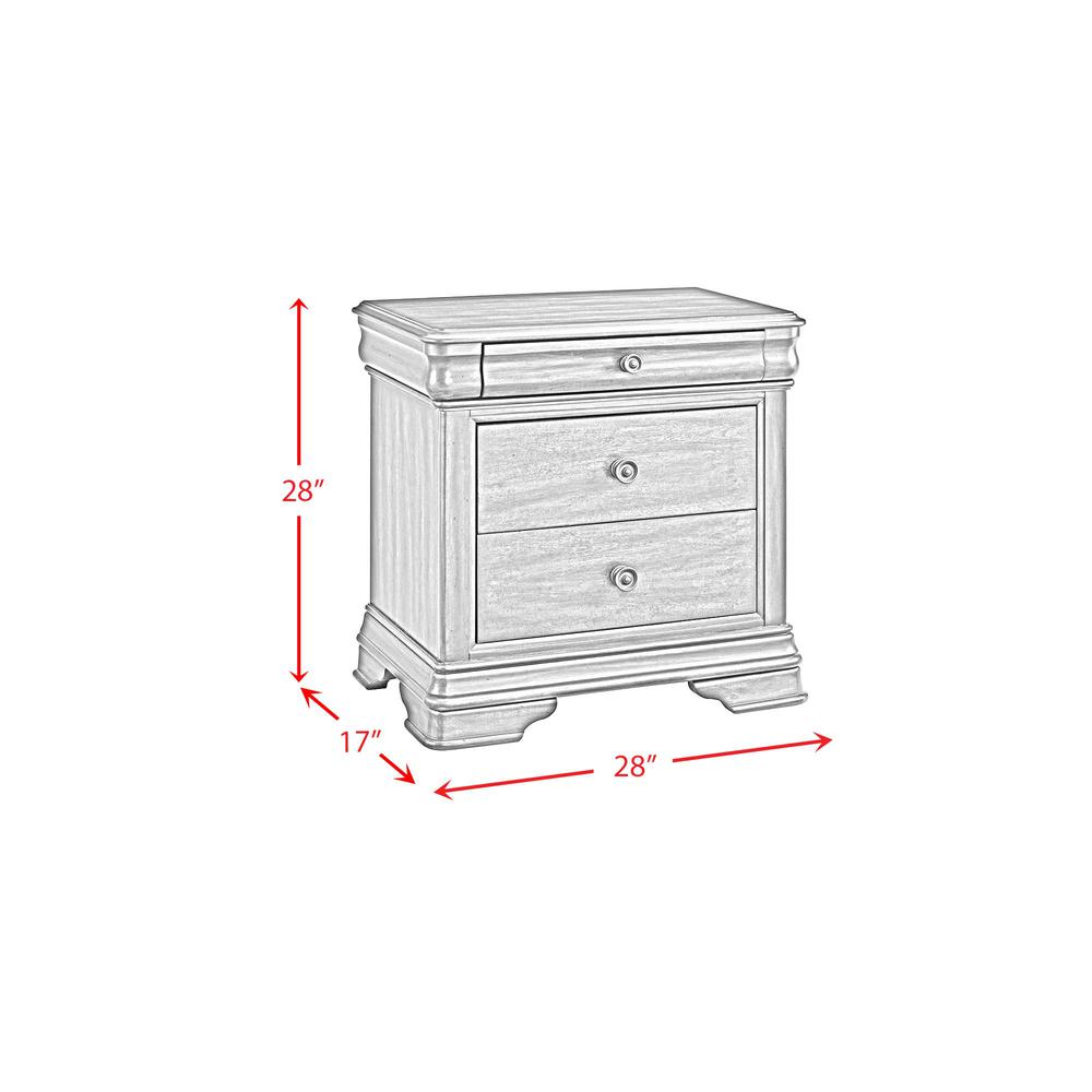 Stark 3-Drawer Nightstand With USB in Cherry. Picture 3