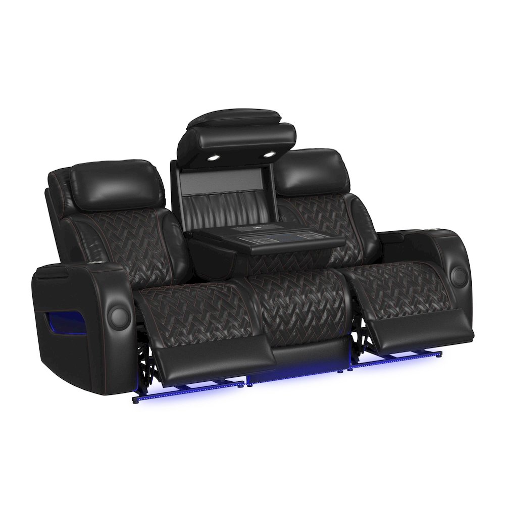 P3 Sofa with I Table, reading light, heat, massage, LED and speaker, Jett Black. Picture 2