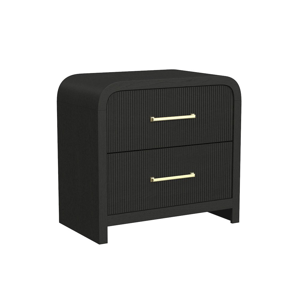 Ridgemont 2-Drawer Nightstand with USB in Black with Grain. Picture 1