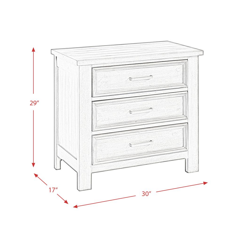 Damen 3-Drawer Nightstand in Drift Grey. Picture 3