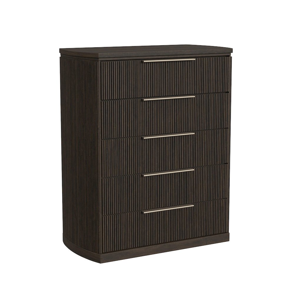 Sylvie 5-Drawer Chest in Dark Brown. Picture 1