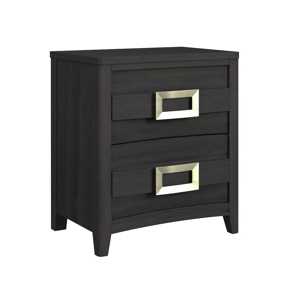 Tobias 2-Drawer Nightstand with USB in Black. Picture 1