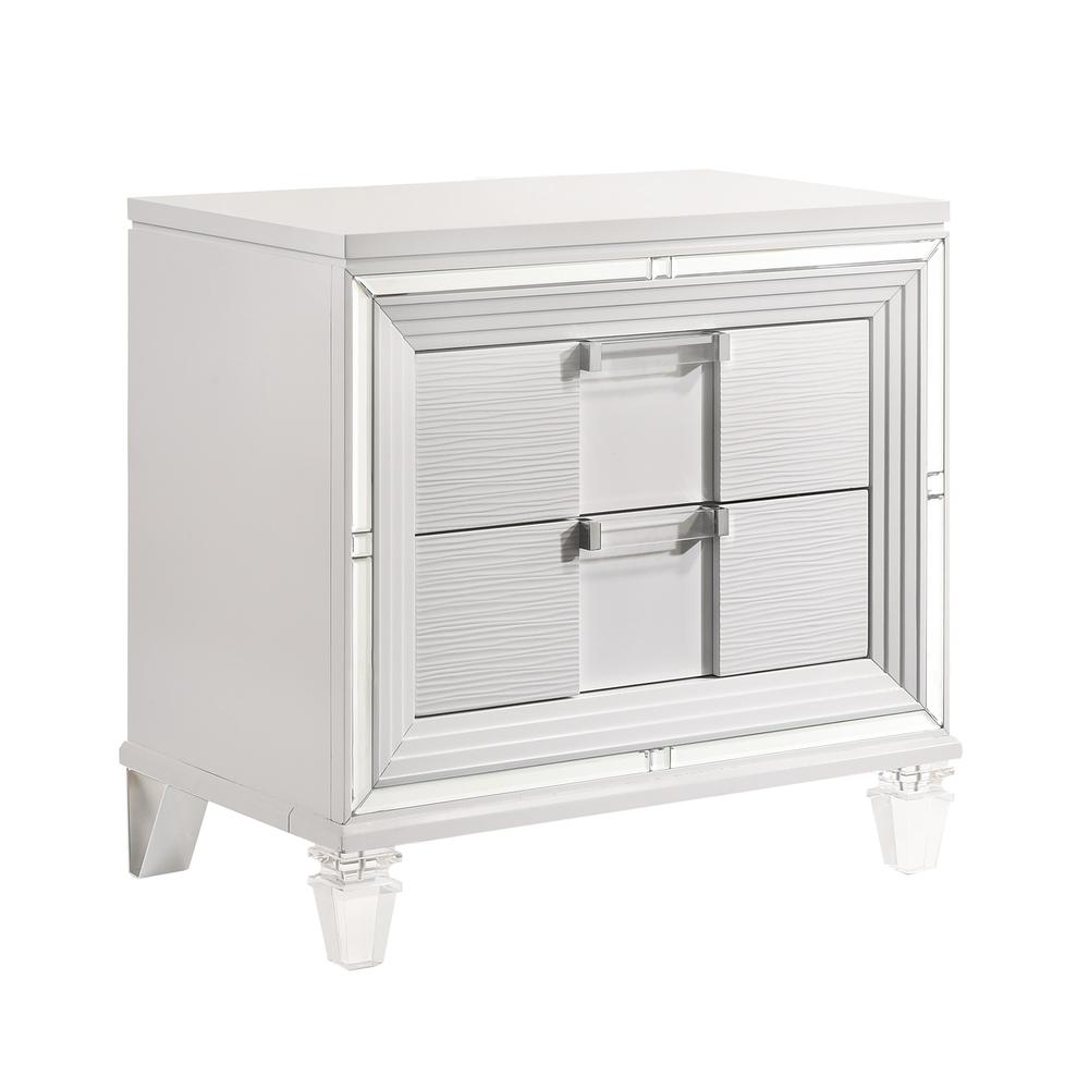 Charlotte 2-Drawer Nightstand w/ USB in White. Picture 2