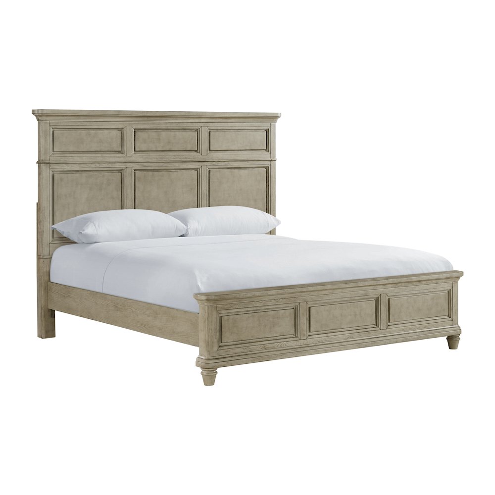 Emiko King Panel 5PC Bedroom Set with Door Chest in Light Grey. Picture 2