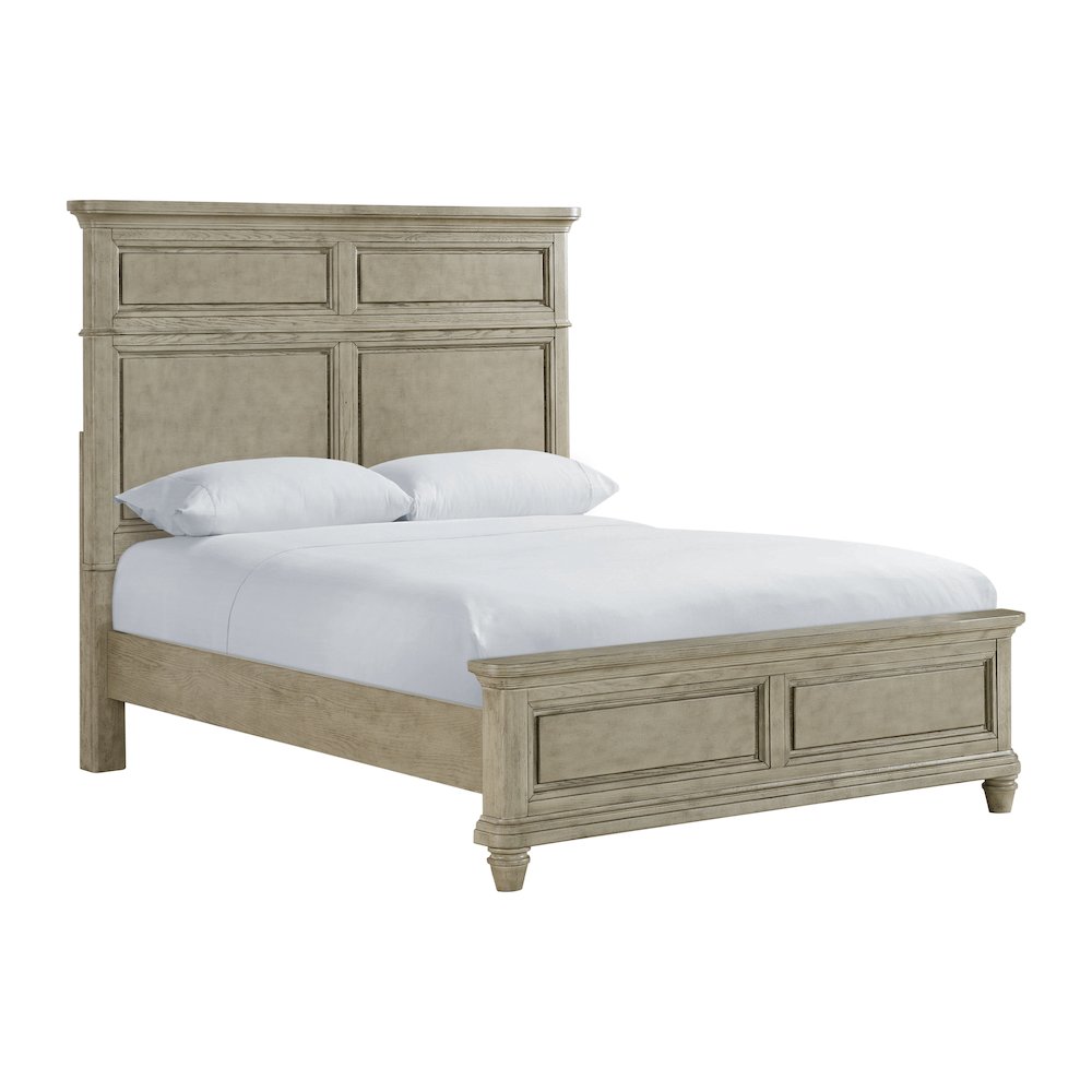 Emiko Queen Panel 5PC Bedroom Set with Door Chest in Light Grey. Picture 2