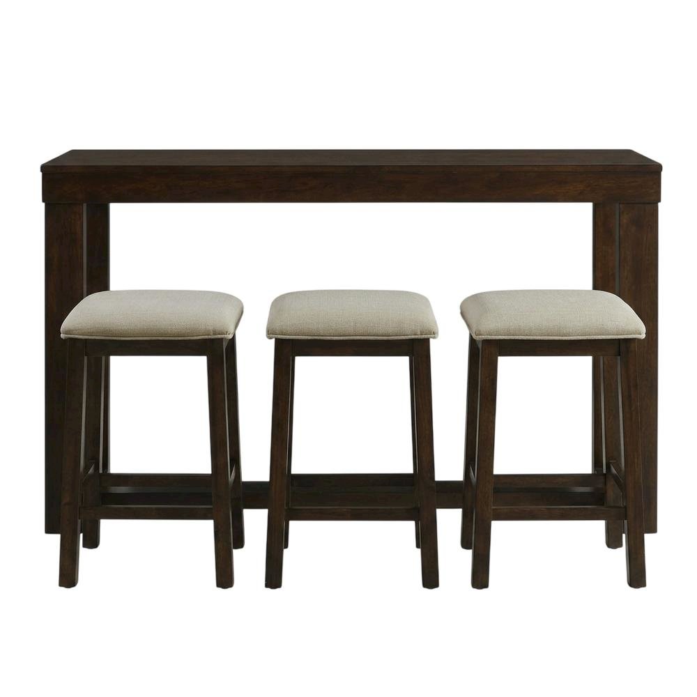 Transitional Bar Table with Shelf, Multi Counter Height Dining Table,Brown. Picture 1