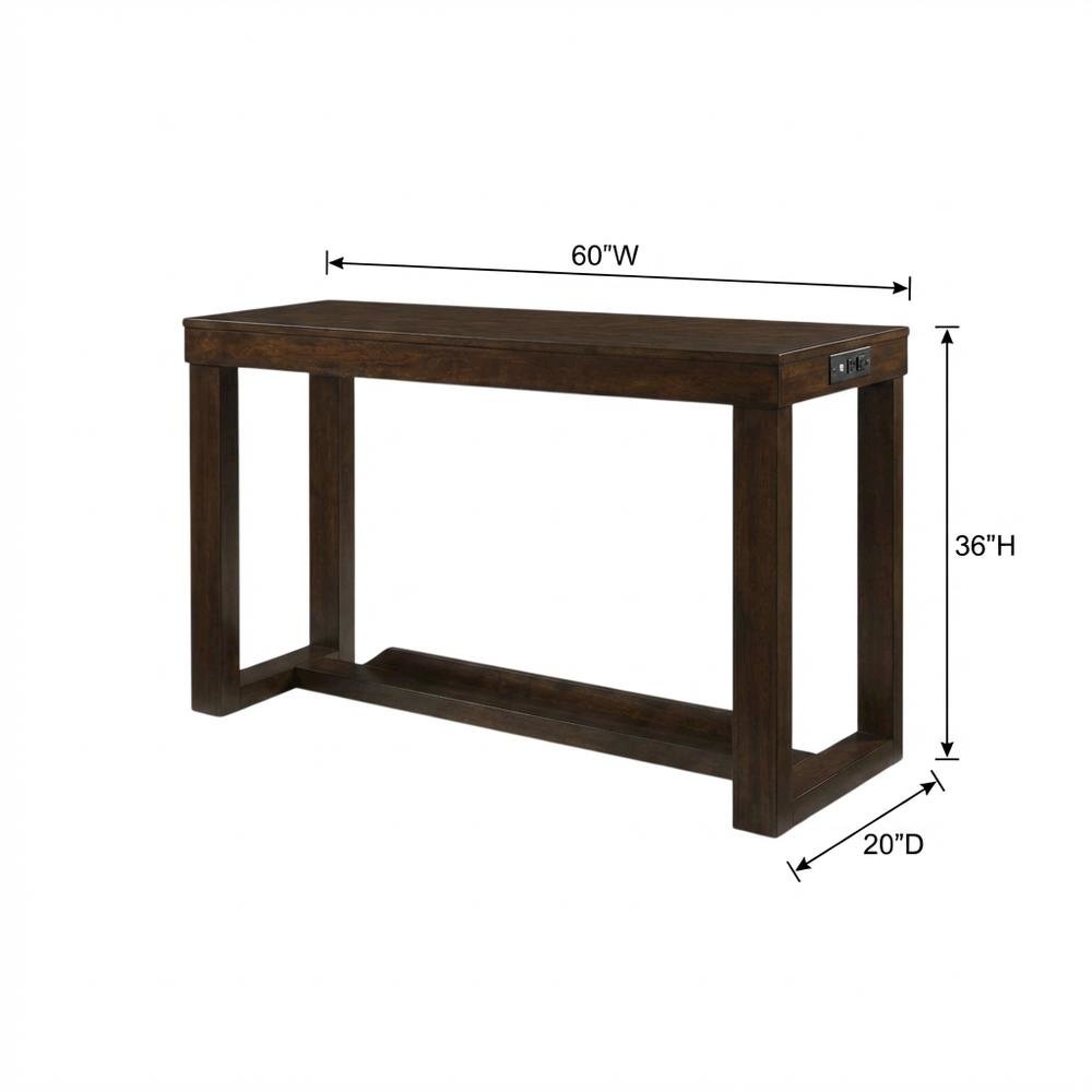 Transitional Bar Table with Shelf, Multi Counter Height Dining Table,Brown. Picture 4