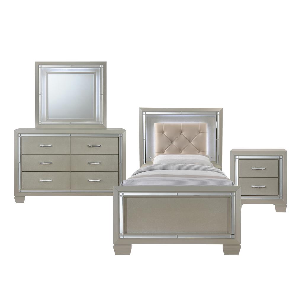 Glamour Youth Twin Platform 4PC Bedroom Set. Picture 25