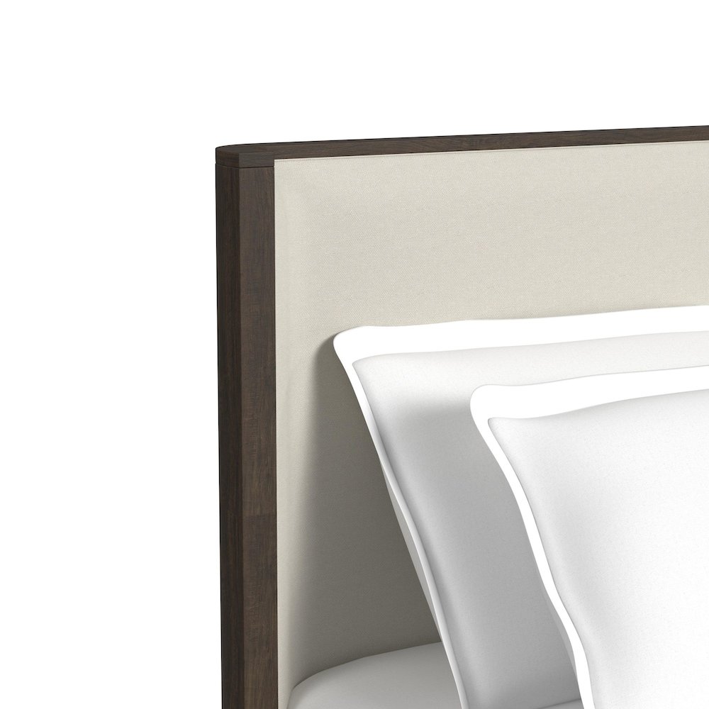 Sylvie Queen UPH Bed with White Fabric in Dark Brown. Picture 4