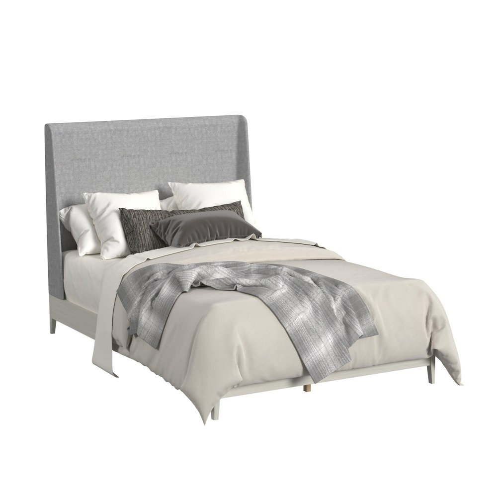 Clare Queen UPH Bed with Grey Fabric in Almond. Picture 1